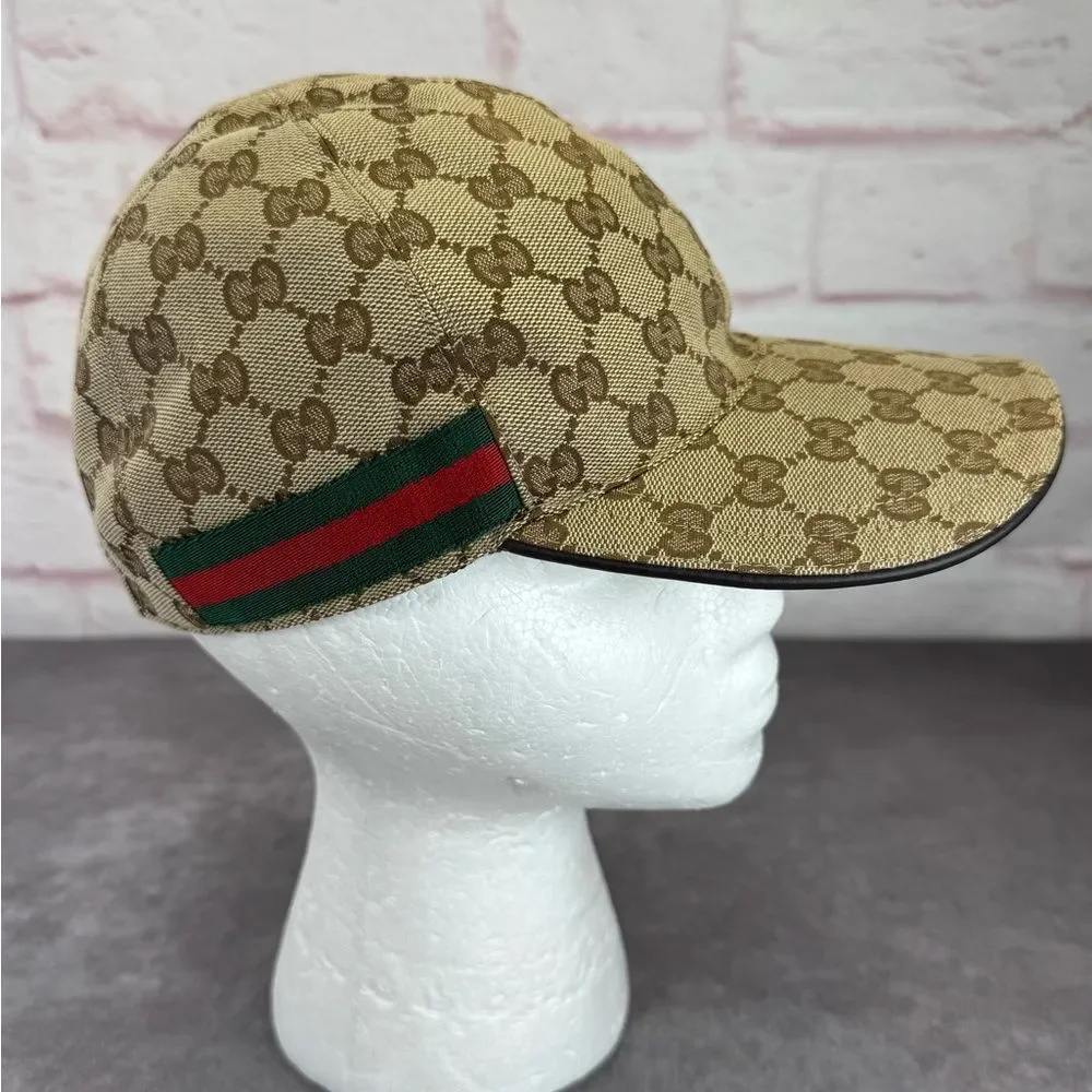 Gucci Classic Web GG Khaki Monogram Cap Hat Small - Picture 2 of 12